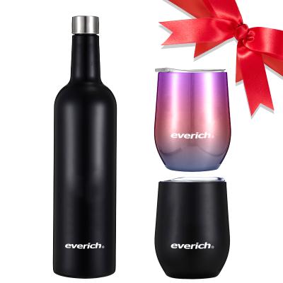 China Resort Hotel and Amazon Success Stainless Steel Wine Tumbler and Premium Wine Bottle Set Christmas Gift Sets for Women for sale