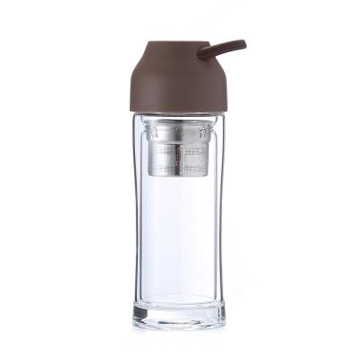 China Sustainable Glass Water Infuser Tea Drinking Bottle Crystal Glass Water Bottle Manufacturers for sale