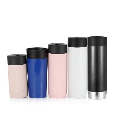 China Sustainable Wholesale Colorful Stainless Steel Drinking Cup Insulated Mug With Button Lid for sale