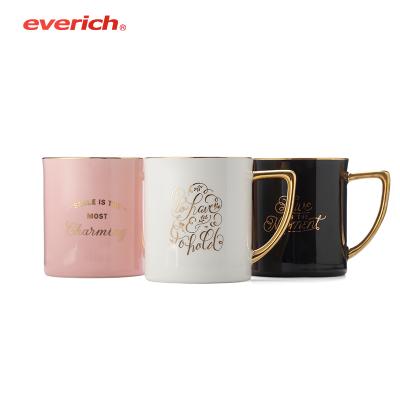 China Viable Wholesale 350ml European Style Cappuccino Latte Ceramic Coffee Mugs With Handle for sale