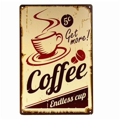 China China Wholesale Retro Vintage Metal Tin Sign 20x30cm Decorative Tin Plate For Coffee Bar Wall for sale