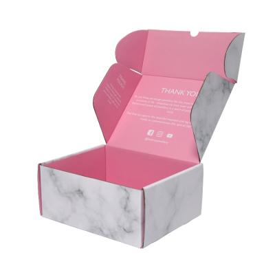 China Custom Luxury Materials Corrugated Cardboard Recycled Marble Logo Listing Gift Box For Clothing Skin Care Cosmetics Packaging for sale