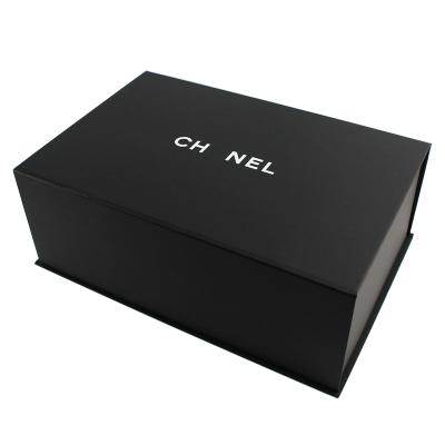 China Luxury Custom Logo Printed Recycled Cardboard Packaging Materials Recycled Black Flat Foldable Magnetic Closure Paper Gift Boxes With Magnetic Lid for sale