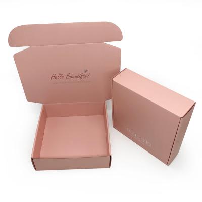 China Recycled Materials Logo Golden Gift Corrugated Shipping Custom Boxes Cardboard Hair Makeup Skin Care Cosmetic Shipper Rose Gold Packaging Box for sale