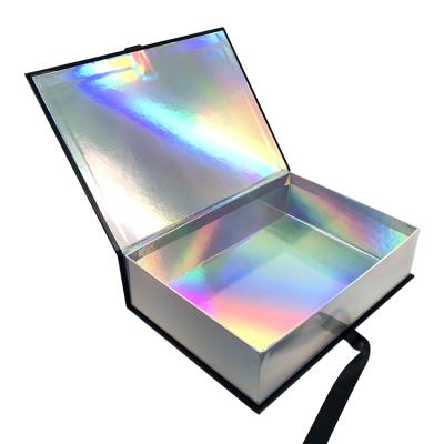 China Luxury Customized Recycled Materials Glitter Logo Bundle Hair Extension Holographic Packaging Box With Logo for sale