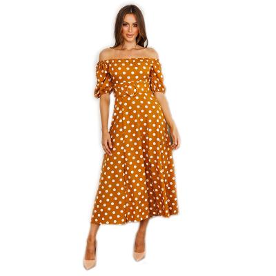 China Wholesale Washable Polka Dot Printed Long Classic Women's Sleeve Factory Price S Dress for sale