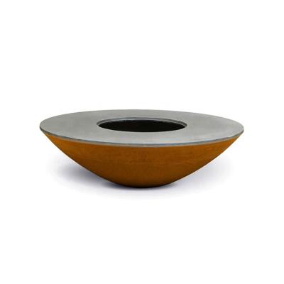 China Tuin Houten Brandende Barbecue Rusty Corten Steel Fire Bowl met Grillring Te koop