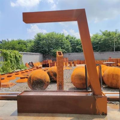 China Decorative Outdoor Rusty Metal Water Pool Corten Steel Rain Curtain Waterfall for sale