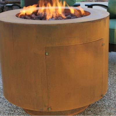 China 30 Inch Outdoor Heater Round Hidden Tank Corten Metal Gas Fire Pit Table for sale