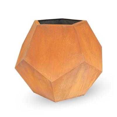 China Outdoor Garden Metal Planter Boxes Corten Steel Pentagonal Flowers Planters for sale