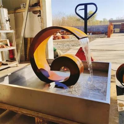 China Unique Small Moon Design Corten Steel Water Feature For Garden Landscape for sale