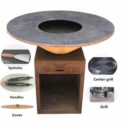 China Inicio Acampada Corten Acero Madera Ardiente Metal Fuera Bbq Tabla Fuego Pozo en venta