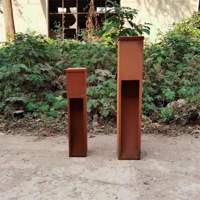 China Urban Decoration Led Lighting Boxes Corten Steel Rust Color Bollard Lights for sale