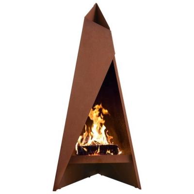 China Chaminé exterior 120cm moderna autônoma Corten geométrico Chimenea de aço à venda