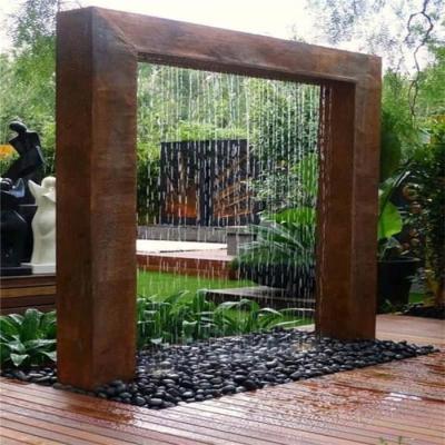 China Garden Decoration Rust Waterfall Cascade Corten Steel Water Feature Fountain for sale