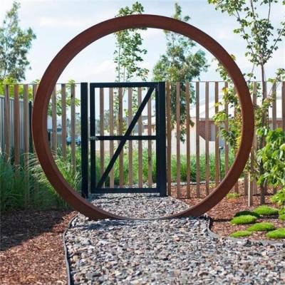 China 210cm Diameter Unique Design Corten Steel Moon Gate For Garden Landscaping for sale