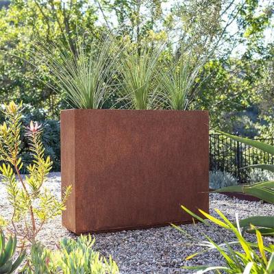 China Modern Design Tall Trough Rust Corten Span Metal Rectangular Flower Planter for sale