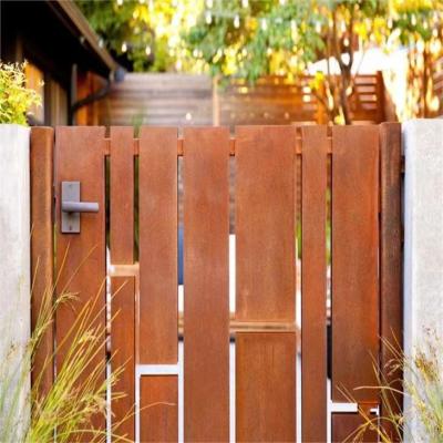 China Villa Garden Laser Cut Corten Steel Gate Single Door With Handle And Lock for sale