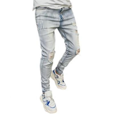 China Factory supply wholesale cotton last design breathable/cheap slim fit pants spandex jeans for men for sale