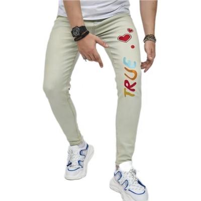 China 2022 Factory Style New Custom Denim Puffy Men's Breathable Pants With Embroidery Wholesale Sales Pants Mens Jeans for sale