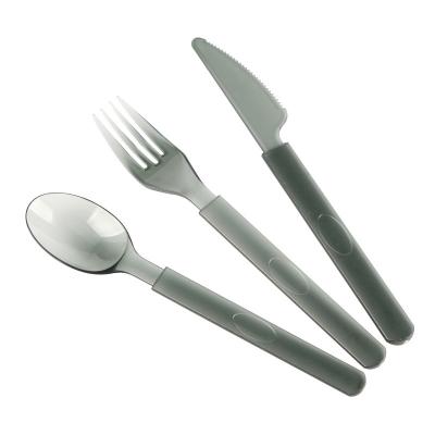 China Food Packaging Disposable 3-Piece Plastic Thickened Transparent Cutlery Fork Knife Spoon Set for sale