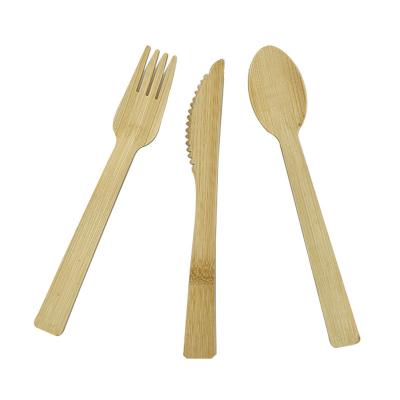 China Food Western Personal Knife Fork Spoon Light Portable 3 Piece Bamboo Cutlery Disposable Cutlery Set for sale