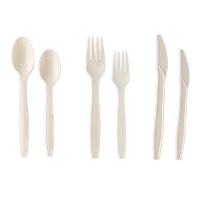 China Food Packaging Disposable Fork Knife Biodegradable Cutlery Set Portable Cornstarch Spoon for sale