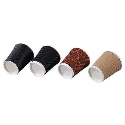 China Paper Disposable Paper Cups Hot Drinks Coffee Paper Cups Takeaway Packaging Corrugated Cups for sale