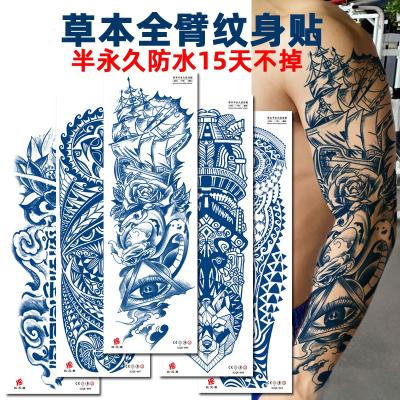 China Temporary custom printed juice ink tattoo sticker long lasting semi permanent juice sleeve tattoo last 2 weeks for sale