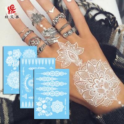 China Temporary Black And White Henna Tattoo Lace Up White Tattoo Ink Sticker For Women for sale