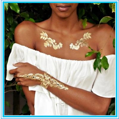 China Metallic Temporary Tattoo Scarf Metallic Silver Gold Temporary Tattoo Scarf and Silver Foil Tattoo Wristband for sale