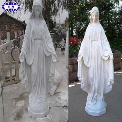 China Virgin Mary natural white marble statues for garden decoration for sale