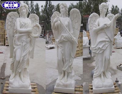 China Home Decoration Angel Marble Statue Hard Western White Stone Garden Sculpture for sale