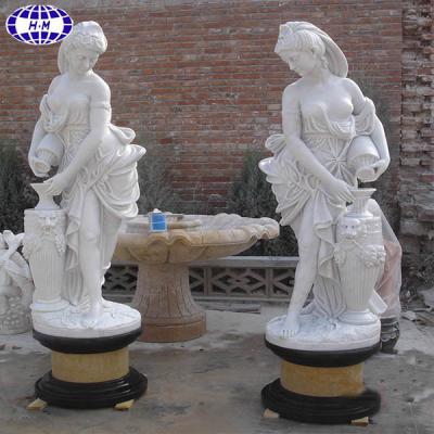 China Modern Good Prices China White Marble Elegant Lady With Vase Statue for sale