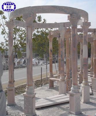 China Modern Natural Stone Sunset Garden Gazebo Red Marble Pavilion for sale