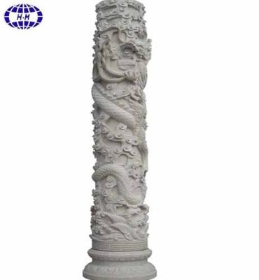 China Solid Great Quality Dragon Pillar Natural White Marble Design for sale