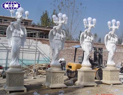 China Solid Ornamental White Marble Stone Statue Pillar Design for sale