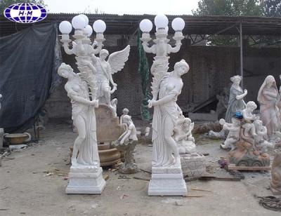 China White Marble Figure Statue Decoration Column Solid Exterior Design for sale