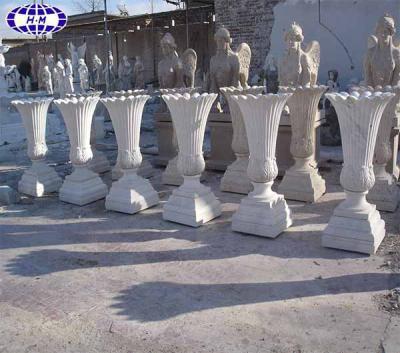 China Modern Outdoor Large Garden Nature White Marble Stone Flower Pot for sale