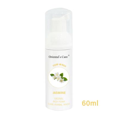 China OEM Oriental Care Jasmine 60ML Private Label pH Balanced Feminine Hygiene Yoni Wash Clean Foam Vaginal Wash for sale