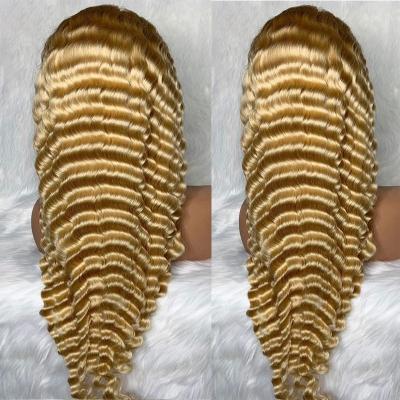 China Blunt Wave Lead Lace Wigs Blonde Deep Wave #613 Kinky Curly Human Hair 8