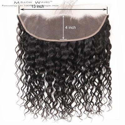 China Water Wave 13x4 Ripe Natural Ripe Color With Baby Hair Virgin Indian Original Water Wave Hair Ear To Ear Lace Frontal Closure For Women for sale