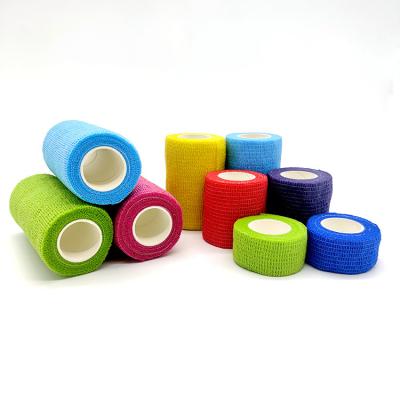 China Amsino Breathable Colorful Sports Wholesale Colored Thumb Weightlifting Waterproof Bandage Individual Elastic Cohesive Bandage for sale