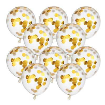 China Gift Toy New Design 12inch/18inch Paper Confetti Latex Balloons Gold Confetti Transparent Balloons in China for sale