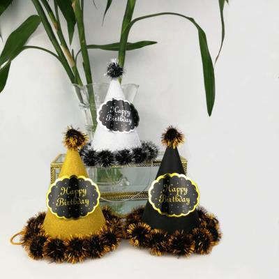 China Hot-selling birthday party decoration black silver gold party hat colorful wholesale for party for sale