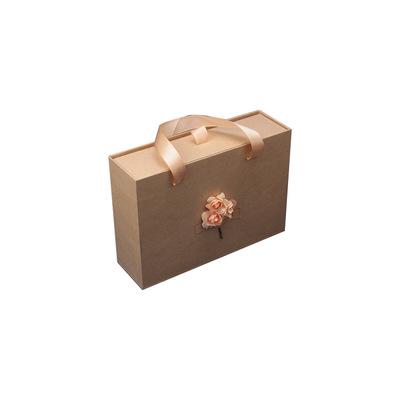 China Handmade Foldable Brown Kraft Paper Drawer Valentine's Day Christmas Birthday Gift Box With Bag for sale