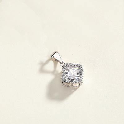 China TRENDY pendants jewelry Custom High Quality Rhodium Plated 925 Sterling Silver Zircon Flower Female Pendants For Necklace for sale