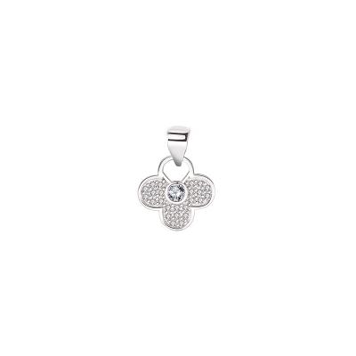 China TRENDY Fashion 925 Sterling Silver Pendants For Women 3A Cubic Zirconia Rhodium Plated Flower Charms Pendant  For Necklace for sale