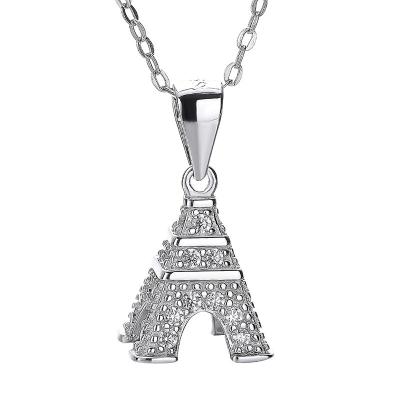 China Punk custom pendant Factory Price 100% Real 925 Sterling Silver Rhodium Plated Eiffel Tower Pendant For Necklace Charms for Women for sale