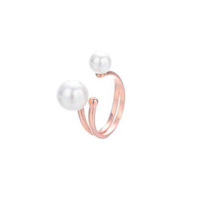 China CLASSIC 2023 Fashion Popular Models S925 Sterling Silver Jewelry Pearl Opening Rings Rose Gold Plated For Women for sale